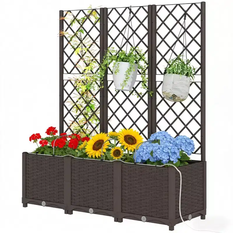 NAYSAYE Planter Raised Garden Bed Practical Water Control Design for Plants Flowers Vegetables and Climbing Plants, Brown, 47.2*15.7*53.5