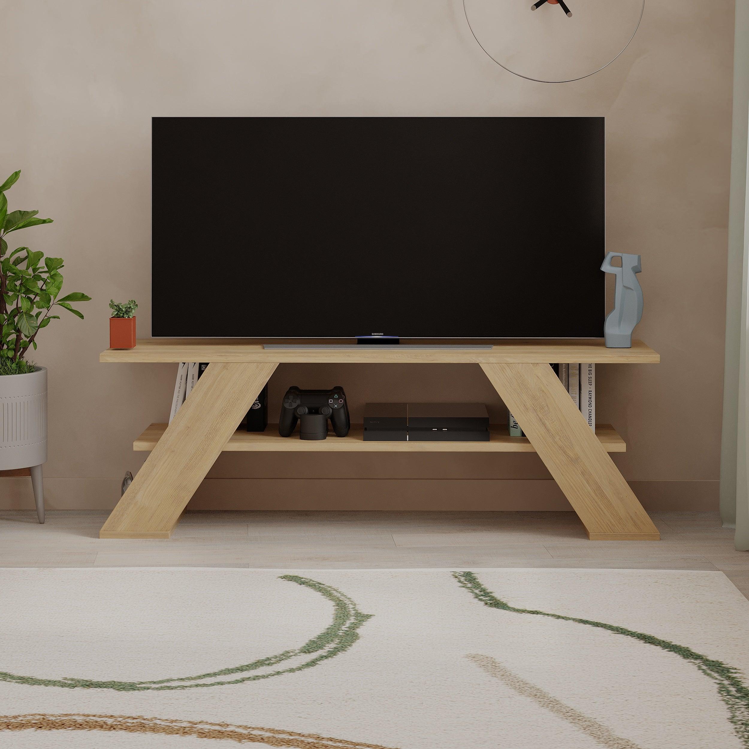 Modern TV Stand Multimedia Centre TV Unit With Shelves 120cm