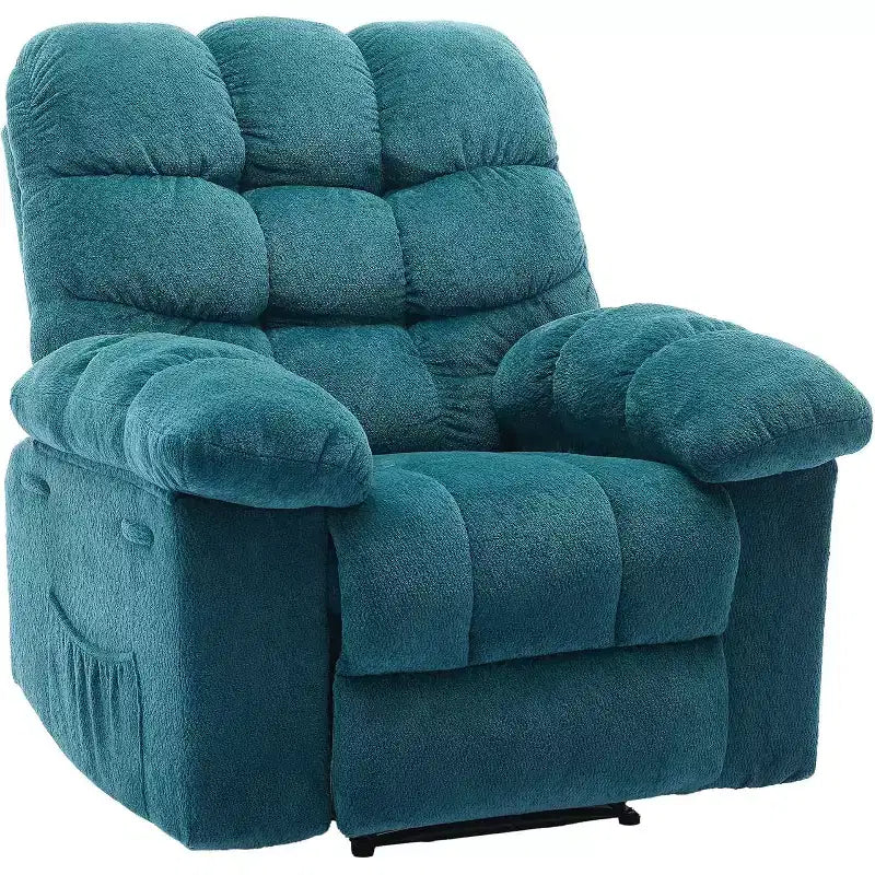 Manual recliner, ergonomic breathable fabric recliner with side pockets, single sofa, suitable for living room bedroom