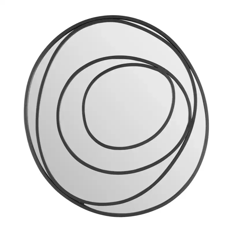 Sonya 25.5-inch Contemporary Continuous Circles Wall Mirror with Black Iron Accents