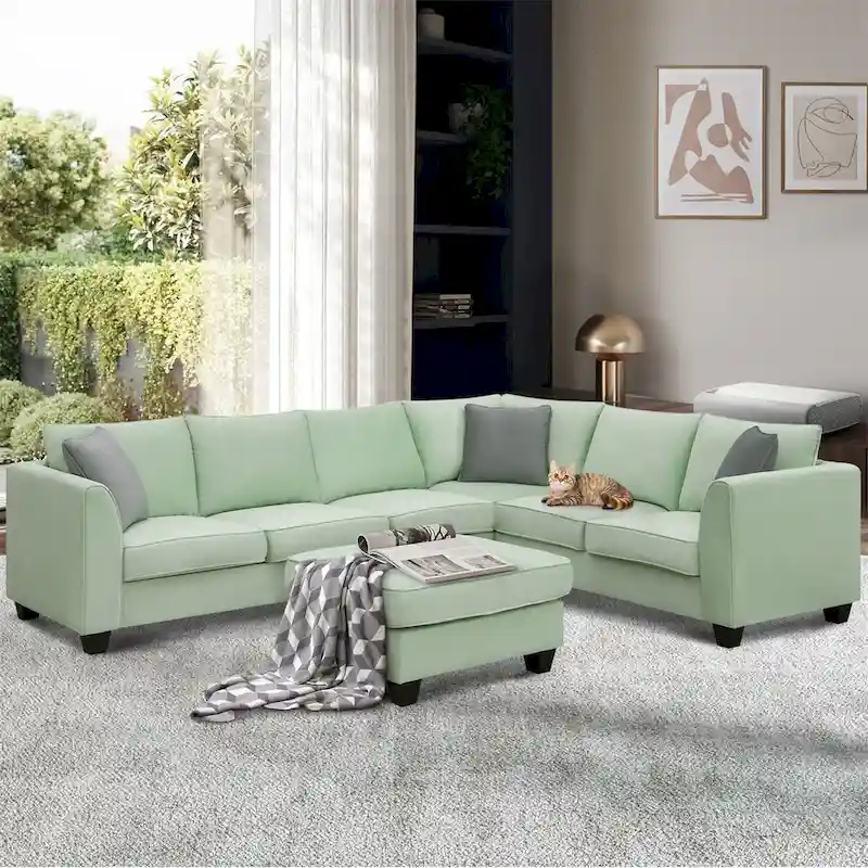 Merax 112*87 Sectional Sofa Couches Living Room Sets 7 Seats Modular Sectional Sofa