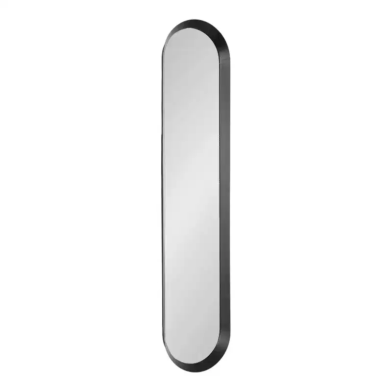 10"x40" Slim Capsule Metal Panel Wall Mirror - Satin Black