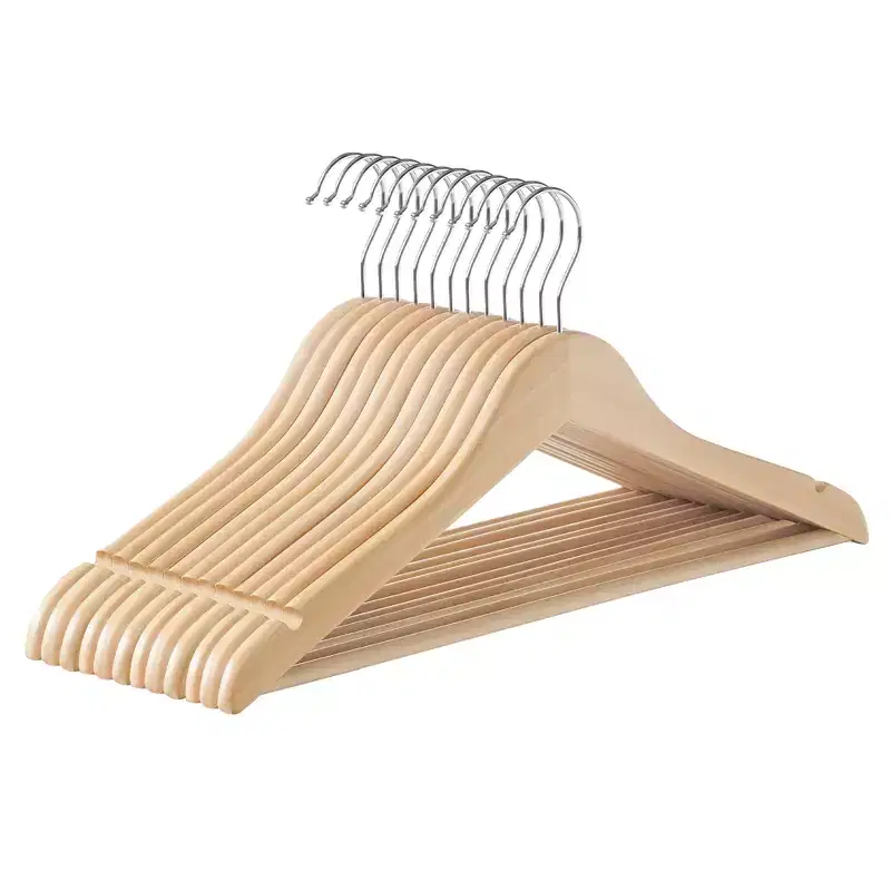 Wooden Hangers, Pack of 12/24, Coat Hangers, Non-Slip, Pants Bar, 360 Swivel Hooks, for Jackets, Shirts, Coats