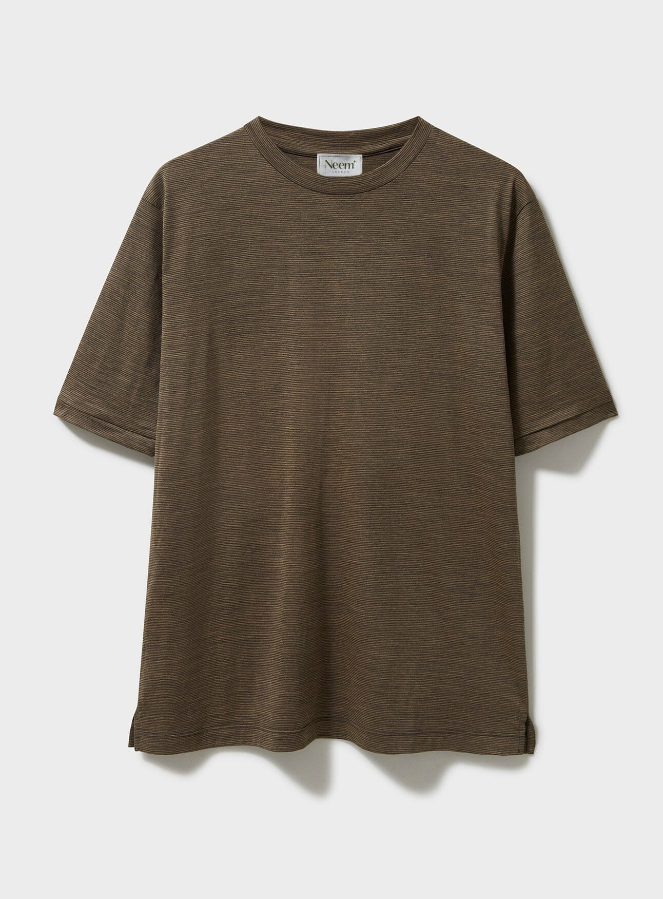 Merino Wool Jersey Tan Stripe T-Shirt