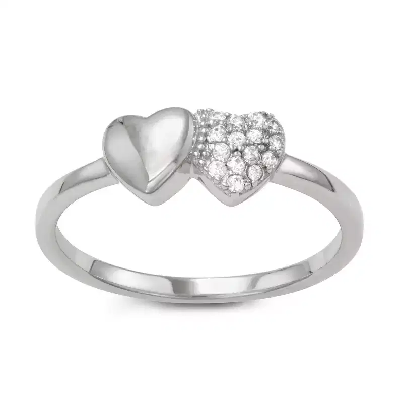 Junior Jewels Sterling Silver Children's Cubic Zirconia Double Heart Ring