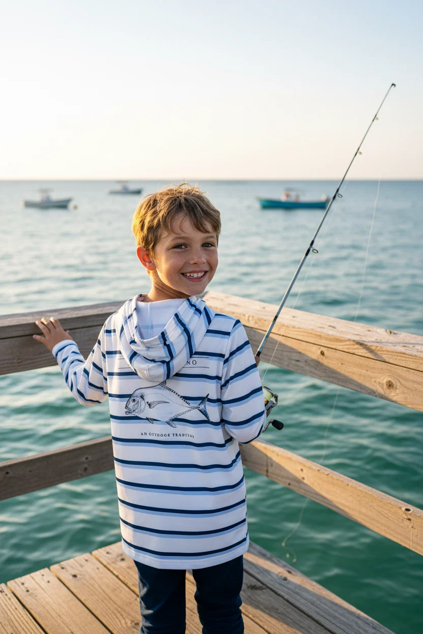 Kid's Pro Performance Hoodie T-shirt &uml;C African Pompano Stripe Art