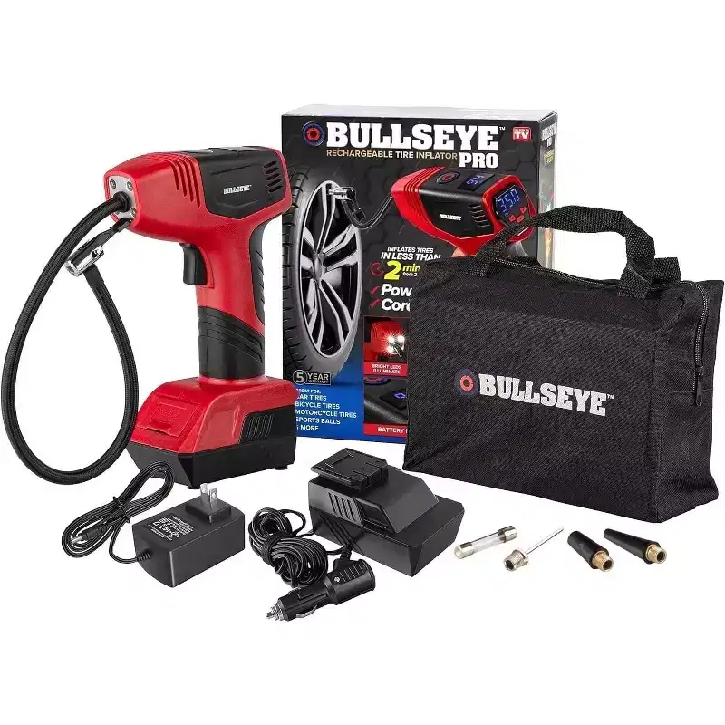 BULLSEYE PRO MAX Deluxe 150 PSI Portable Tire Inflator Air Compressor with Digital Pressure Gauge