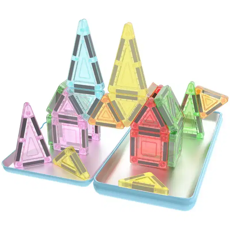 PICASSO-TILES Magnetic Tiles 30pc Nano Mini Building Set for Kids, Travel STEM Construction Toy with Tin Storage Case, Ages 3+