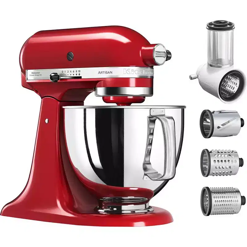 KitchenAid Artisan Series 5-Quart Tilt-Head Stand Mixer with Fresh Prep Slicer/Shredder, Red