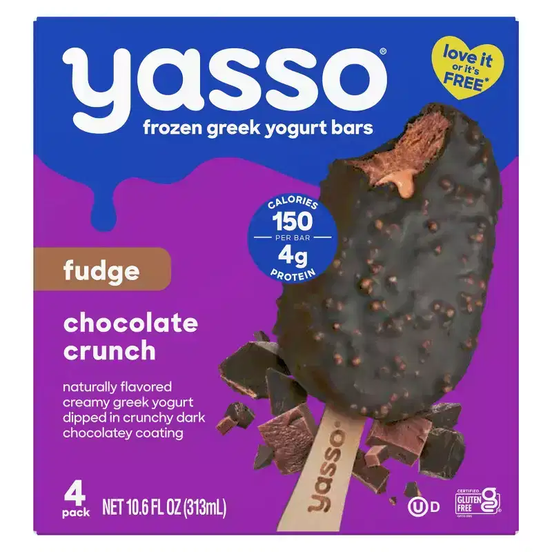 Yasso Frozen Greek Yogurt Indulgent Fudge Chocolate Crunch - 10.6 fl oz/4ct