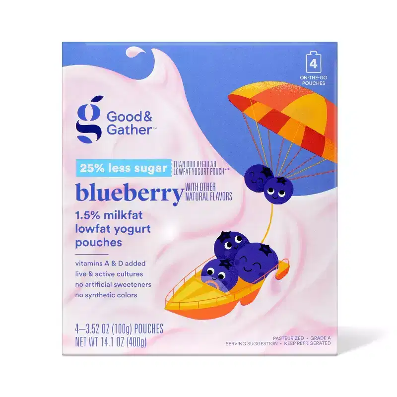 Kids' Reduced Sugar Yogurt Pouches - 3.5oz/4ct - Good & Gather
