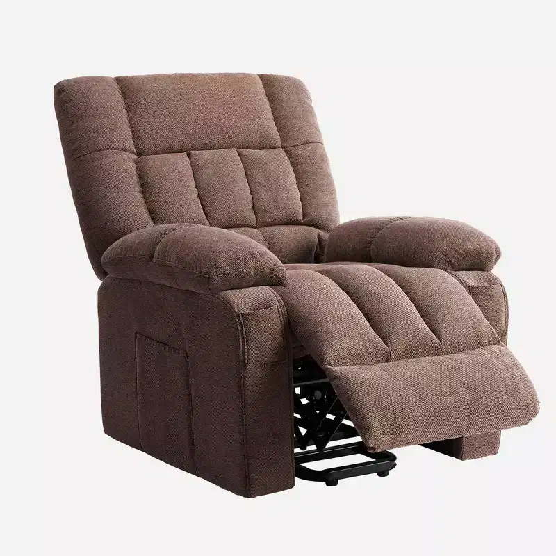 Zeus & Ruta Manual Adjustable Recliner Chair with Breathable Fabric , Side Pockets & High Backrest