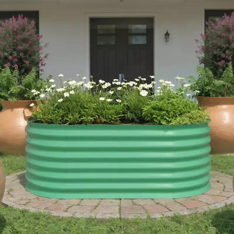 Raised Garden Beds Outdoor, Galvanized Steel Outdoor Planter Box for Gardening and Flower Bed, Durable Raised Beds for Gardening, Green
