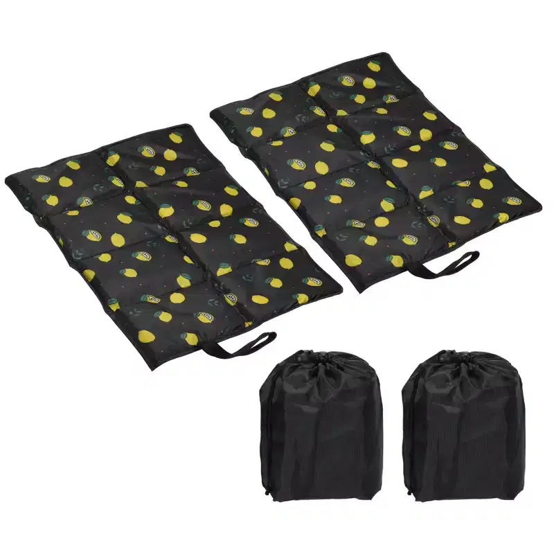 Unique Bargains Ultralight Waterproof Oxford Cloth Foam Foam Sleeping Pad 15.7 x 11.6 x 0.4 Yellow Black 2 Pcs