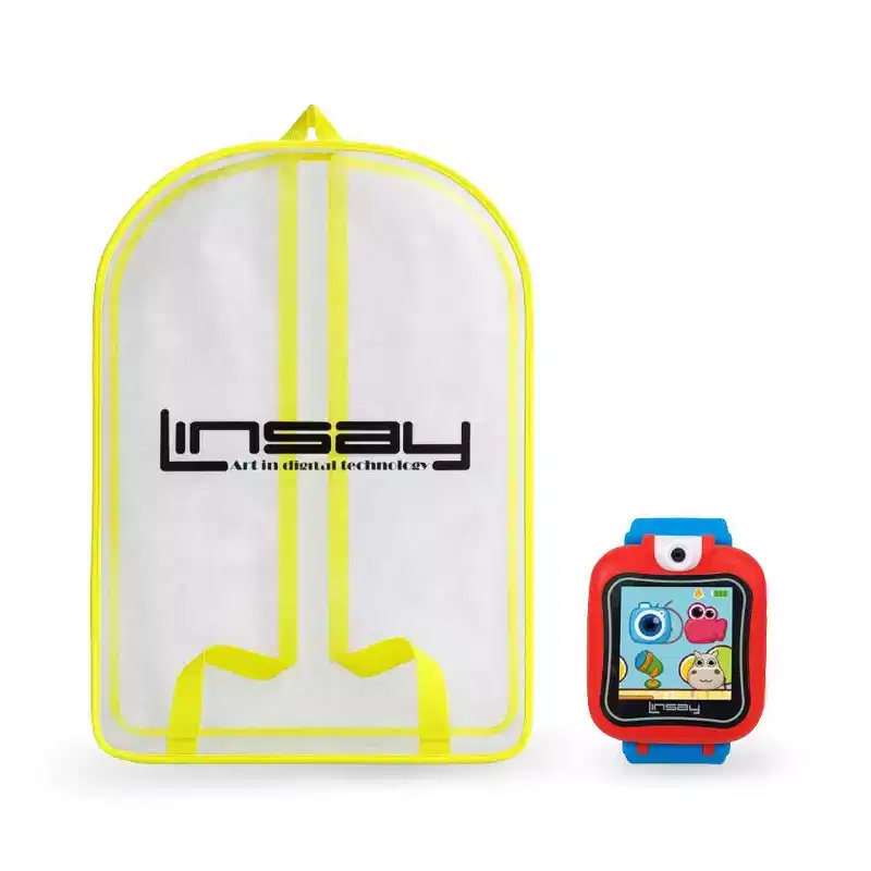 LINSAY Kids Smart Watch Blue Selfie Camera with HD 90 Degrees with Back Pack - Blue