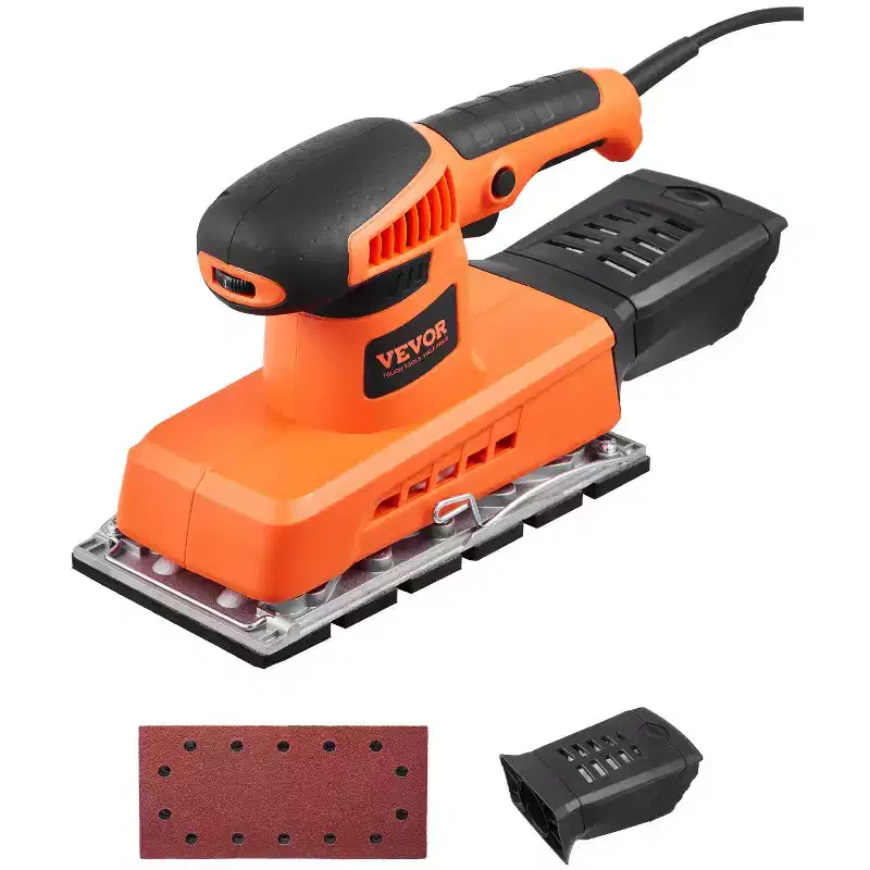 VEVOR Sheet Sander, 1/2 Sheet 2.5A Electric Sander for Woodworking, Max. 12000RPM Variable Speed Sheet Finishing Sander with Sandpaper, Orange