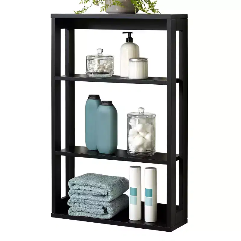 4-Tier Wall-Mounted Engineered Wood Storage Shelf Matte Black - Zenna Home