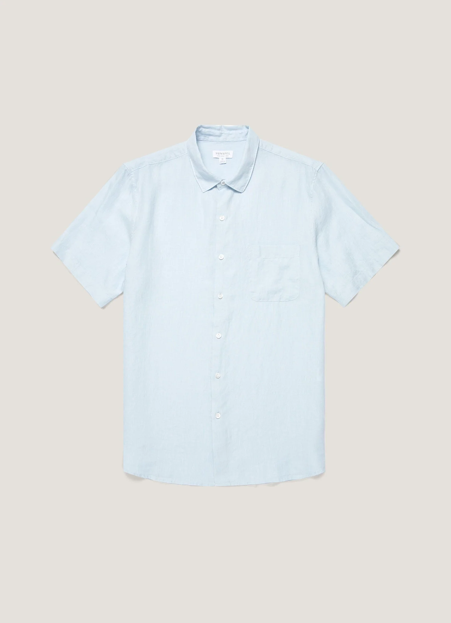 Men's Short Sleeve Linen Shirt in Light Blue