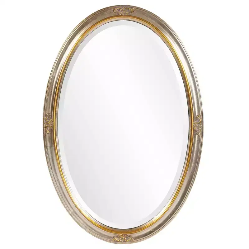 Howard Elliott Carlton Gold Wood Framed Oval Wall Mirror: Modern Style, No Assembly, Wall Mount