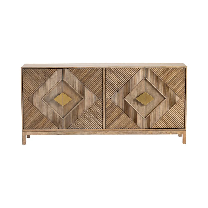 Medium Brown Four-Door Sideboard Buffet Cabinet for 1&ndash;4 Person Dining Room