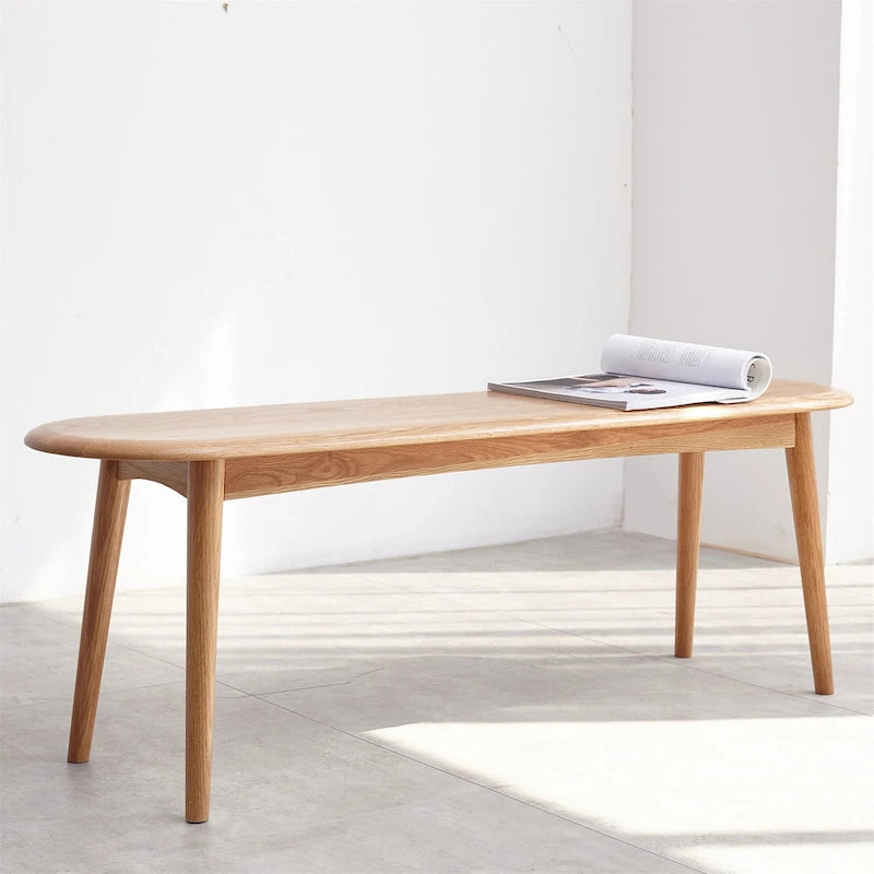 Natural Oak Wood Dining Bench for Living Room