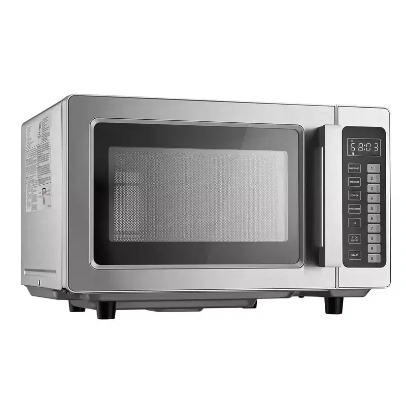 VEVOR Countertop Microwave Oven, 0.9 Cu Ft, 1000W Digital Stainless Steel Microwave Oven with Touchscreen, 10 Cooking Presets, Silver