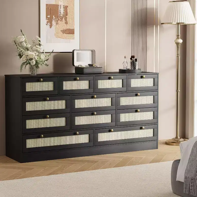 12-Drawer Wood Dresser 鈥?61 Wide Chest of Drawers & TV Stand for Bedroom, Living Room or Hallway