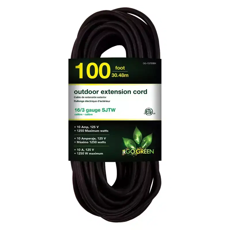 GoGreen Power 16/3 SJTW Outdoor Extension Cord, 100 ft