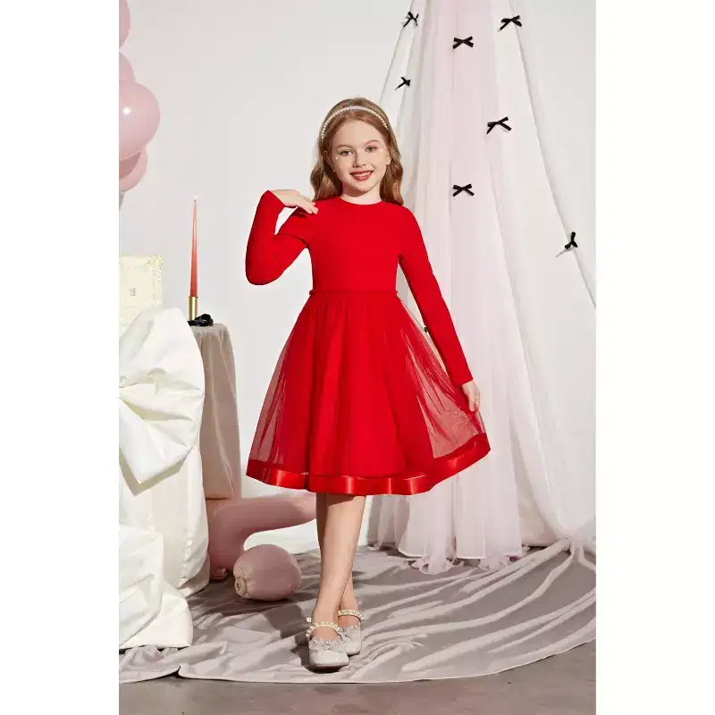 Arshiner Toddler Tutu Dress Little Girls Fall Winter Long Sleeve Holiday Party Tulle Dresses 3-8Y