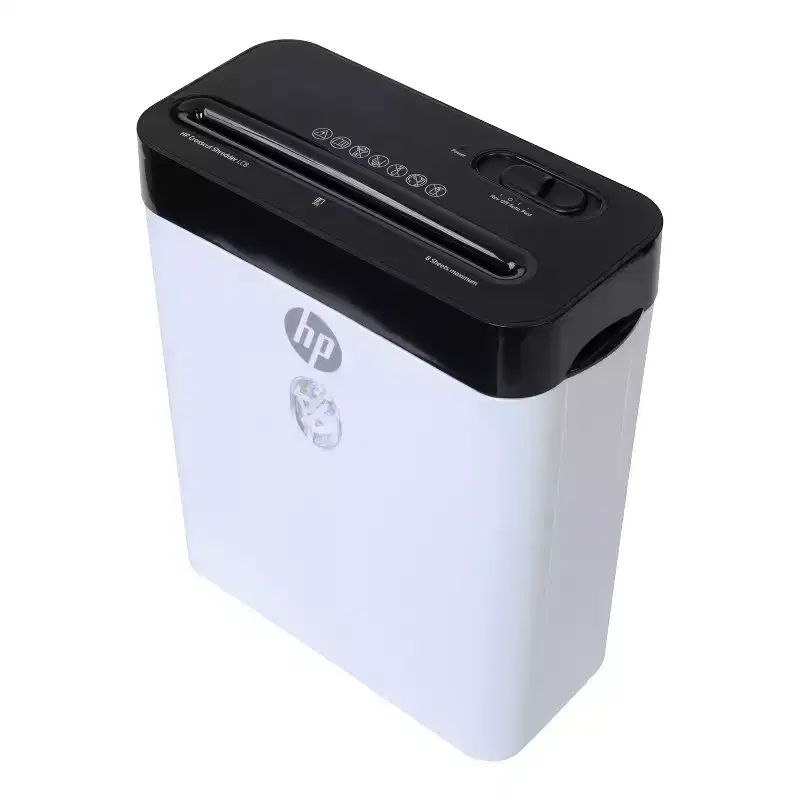 HP LC8 8-Sheet Crosscut Manual-Feed Paper Shredder with Basket, White (91011B)