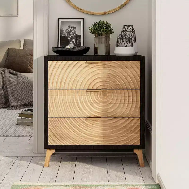 3 Drawer Farmhouse Nightstand Wood Storage Cabinet, Set of 2