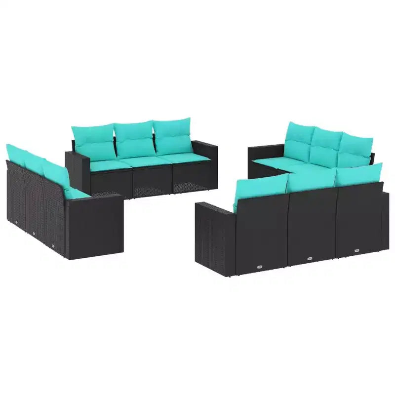 vidaXL 12 Piece Patio Sofa Set with Cushions Poly Rattan, Modular Outdoor Sectional, Multiple Colors and Models