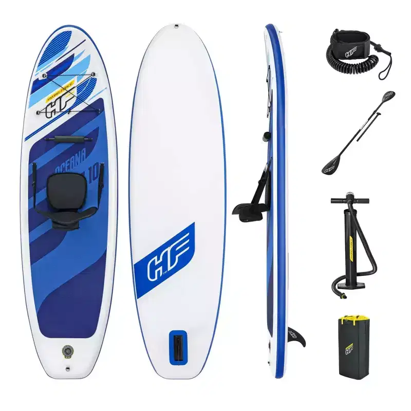 Bestway Hydro Force Kahawai Inflatable 10' Stand Up Paddle Board Water Sport Set with Aluminum Paddle, Hand Pump, Coiled Leash, and Backpack