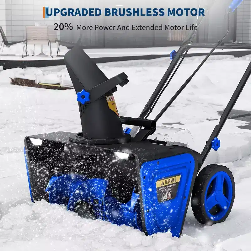 20in 40V Cordless Snow Blower, Brushless Motor Electric Snow Removal with LED Light, Battery & Charger, 23ft Snow Thrower with 180 Chute
