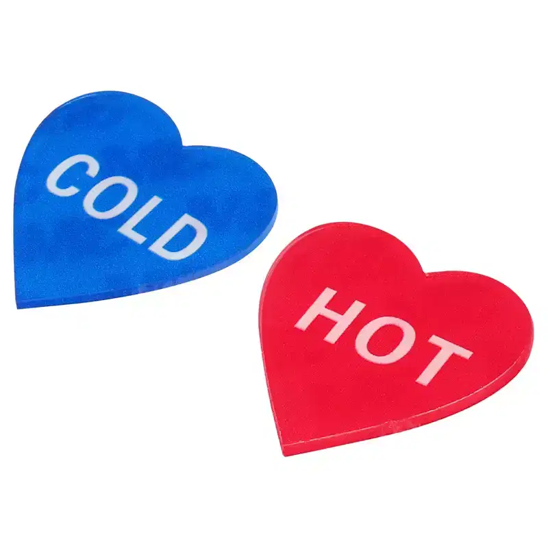 Unique Bargains Acrylic Decor Home Heart Shape Self Stick Hot/Cold Water Label 4 Pcs