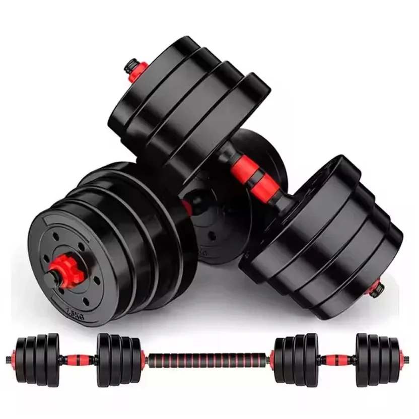 Adjustable Dumbbells & Barbell Set &uml;C Vinyl?Coated 20?/?25?/?30?kg Muscle Workout Kit for Home Gym, Noise?Reducing, Space?Saving