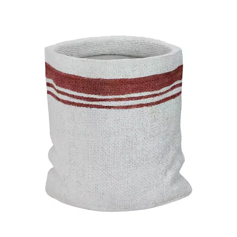 Allstate Floral 8 White and Red Sack with Stripes Christmas Potted Plant Holder