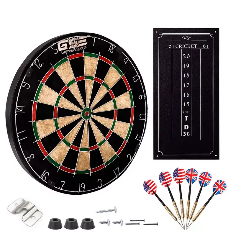 GSE 18 Pro Bristle/Sisal Dartboard Set with Six 17 Grams Steel Tip Darts & Dart Board Game Scoreboard