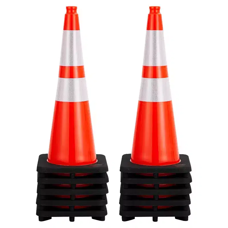 Acekool 28 Inch Orange Traffic Safety Cones with Heavy Base & Reflective Collars for Parking Lot Construction