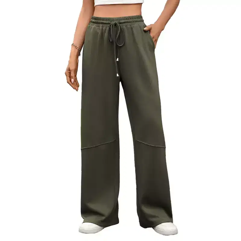 Women's Wide Leg Sweatpants High Waisted Drawstring Straight Leg Comfy Casual Trendy Pull on Pants with Pockets