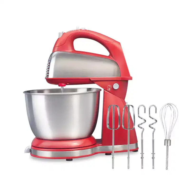 Hamilton Beach Classic Stand Mixer 4 Quart SS Bowl 6 Speeds Red 64654: Metal Baking Mixer, Dishwasher-Safe Parts, 250W