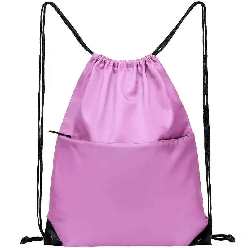 Narwey Drawstring Backpack Sports Water Resistant String Bag Sport Gym Sackpack Large with Zipper, Pink