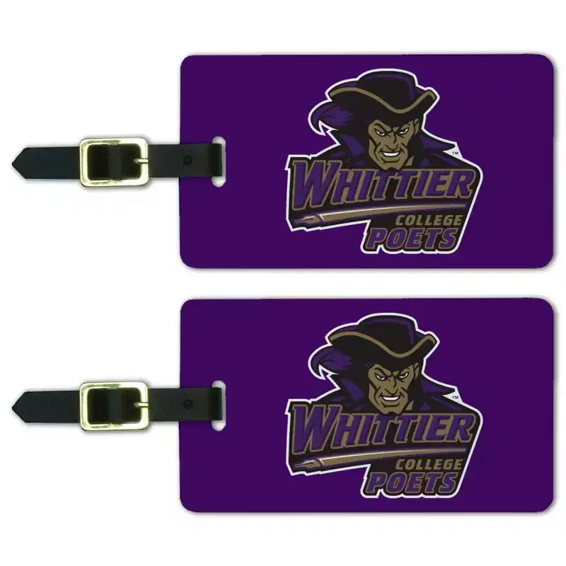 Whittier College Primary Logo Luggage ID Tags Suitcase CarryOn Cards Set of 2