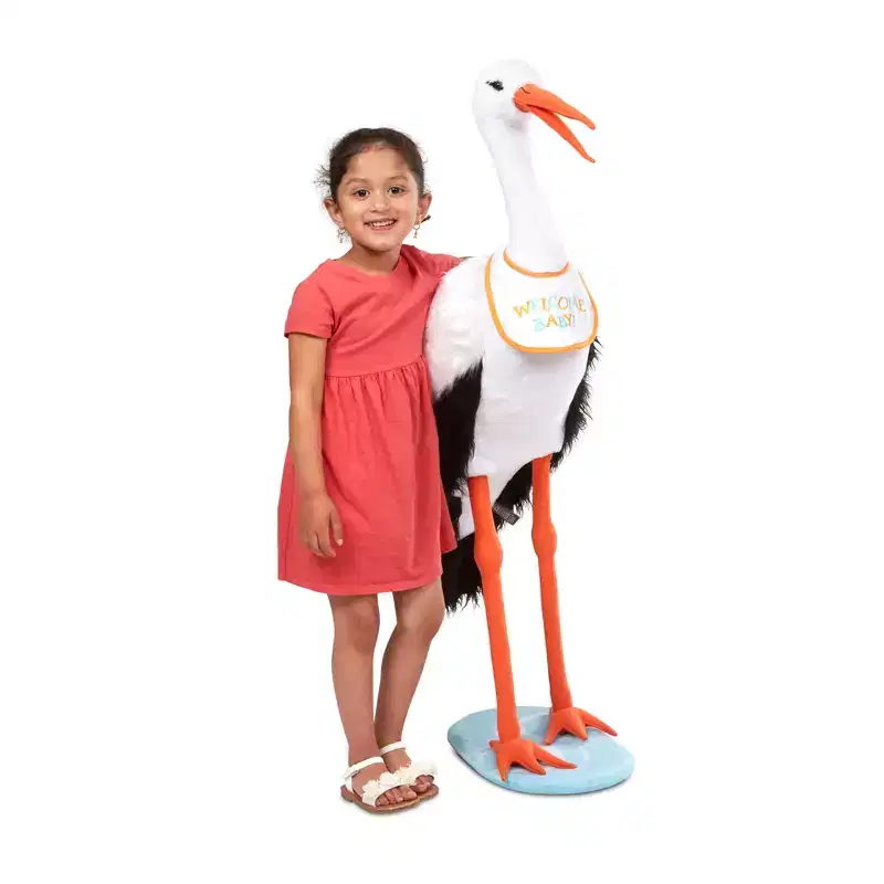Melissa & Doug Lifelike Plush Stork Giant Standing Stuffed Animal: Polyester Material, Creativity Focus, Character Theme