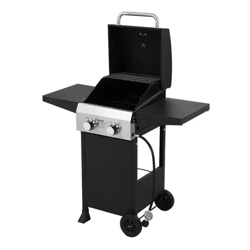 Karl Home 2-Burner 24000 BTU Propane Grill with Foldable Side Tables & Wheels