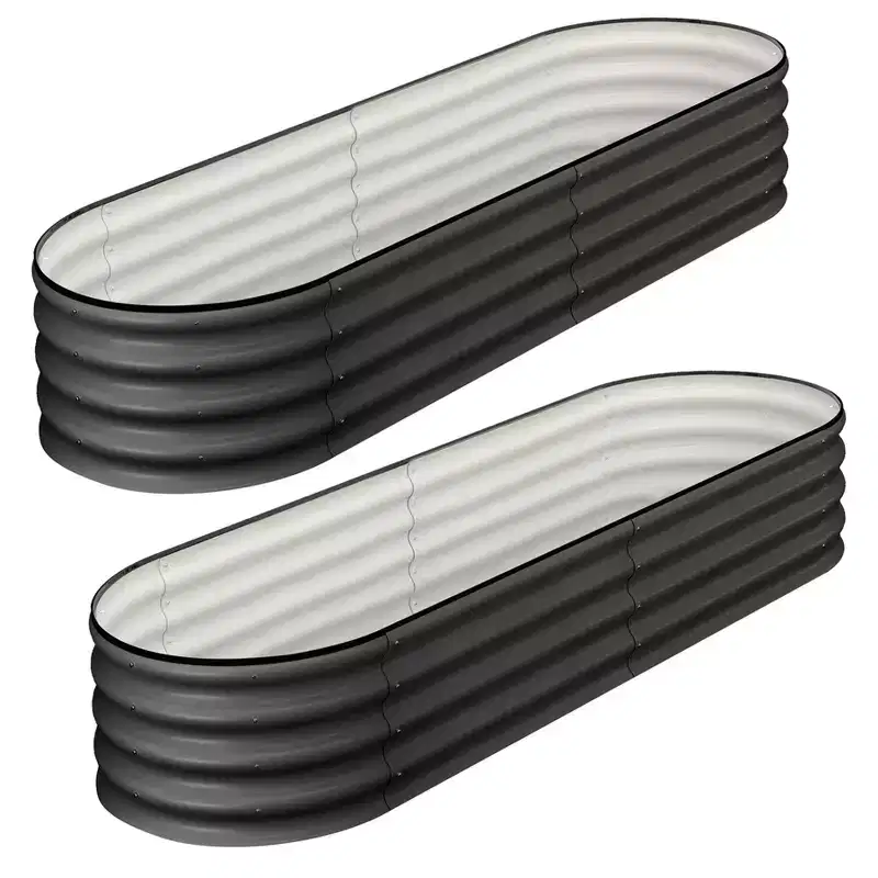 2 Pcs 4.5x2x1ft Oval Raised Garden Bed, Galvanized Raised Beds,Open-Ended Base Metal Raised Planter Beds,Garden Bed Outdoor,Planter Raised Boxes