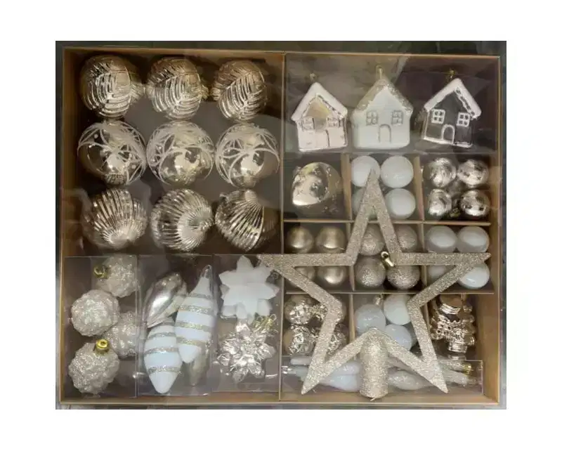 100 Pcs Christmas Balls Ornaments Set, Shatterproof Xmas Balls Ornaments with Tree Top Star, Hanging Pendants Decorations for Xmas Eve