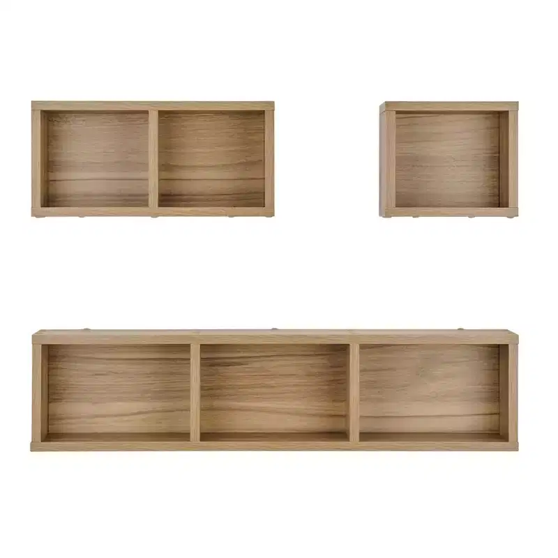 3pc Bauhaus Floating Geometric Cubby Wall Shelf Set - Danya B.