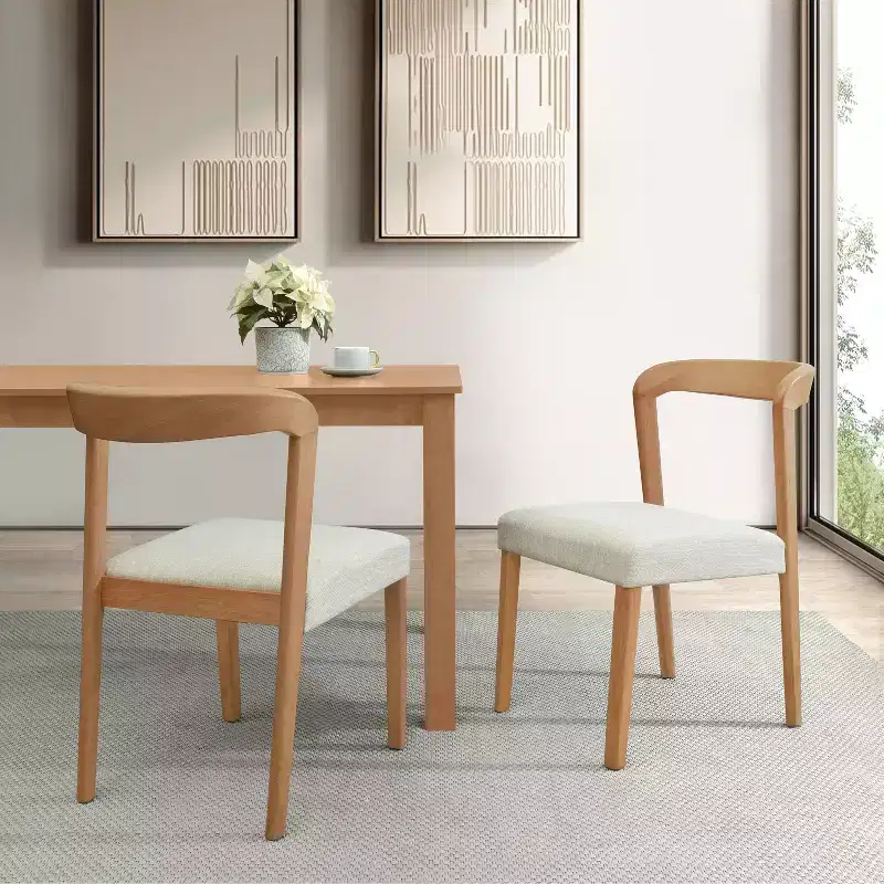 Christopher Knight Home Sonore Contemporary Rubberwood Upholstered Dining Chairs with Curved Open Back (Set of 2)
