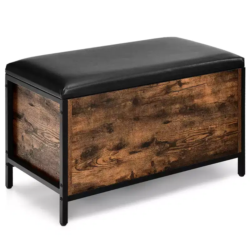 Costway Entryway Storage Bench Flip Top Ottoman Bed End Stool w/Padded Seat